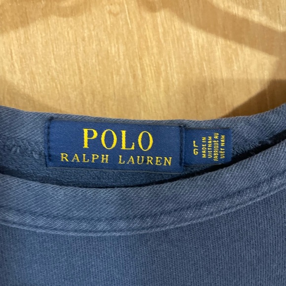 #68- POLO RALPH LAUREN-Navy Spa Terry Raglan Sweatshirt Sz large - Picture 3 of 3